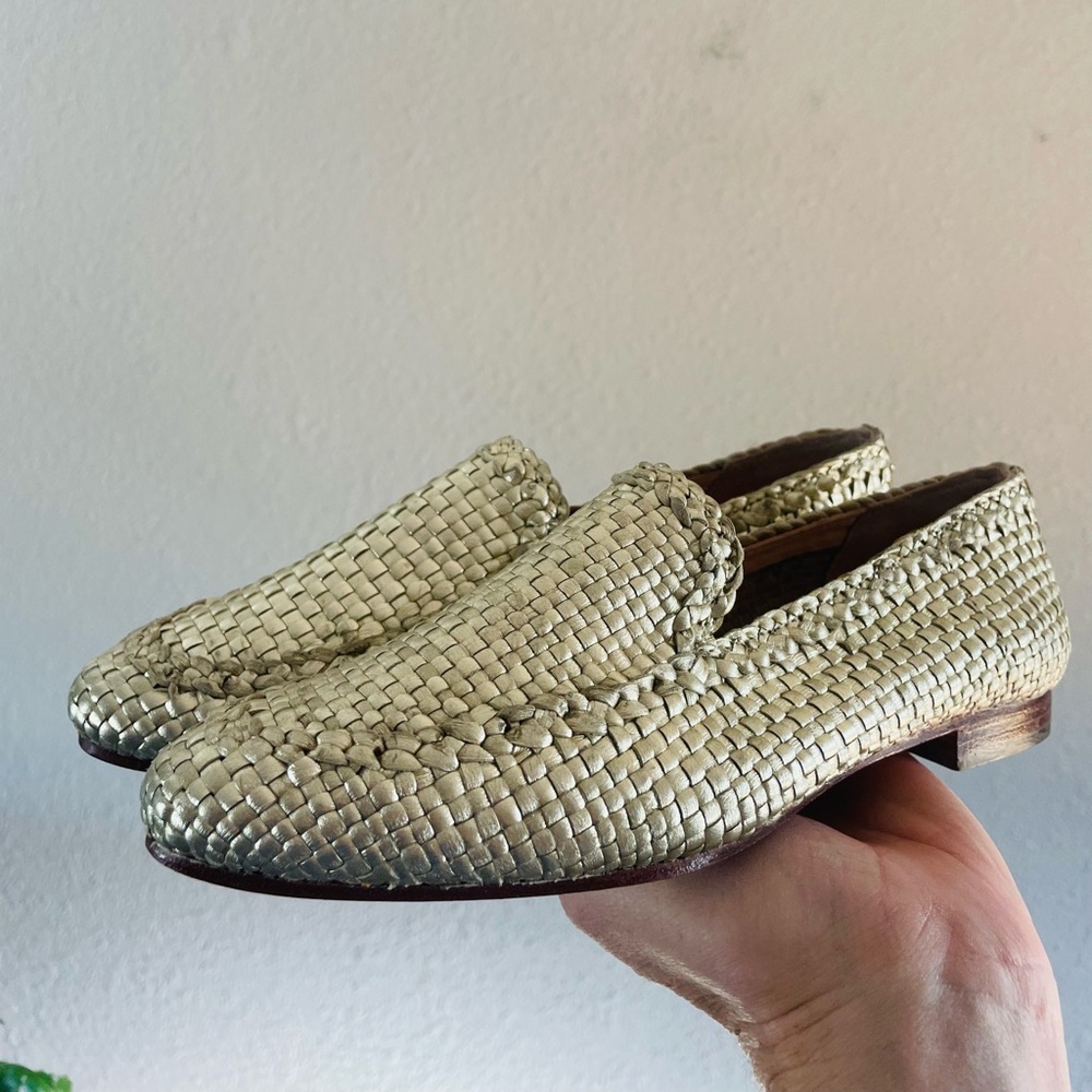 Kate Spade Cayley Gold Woven Leather Loafer
